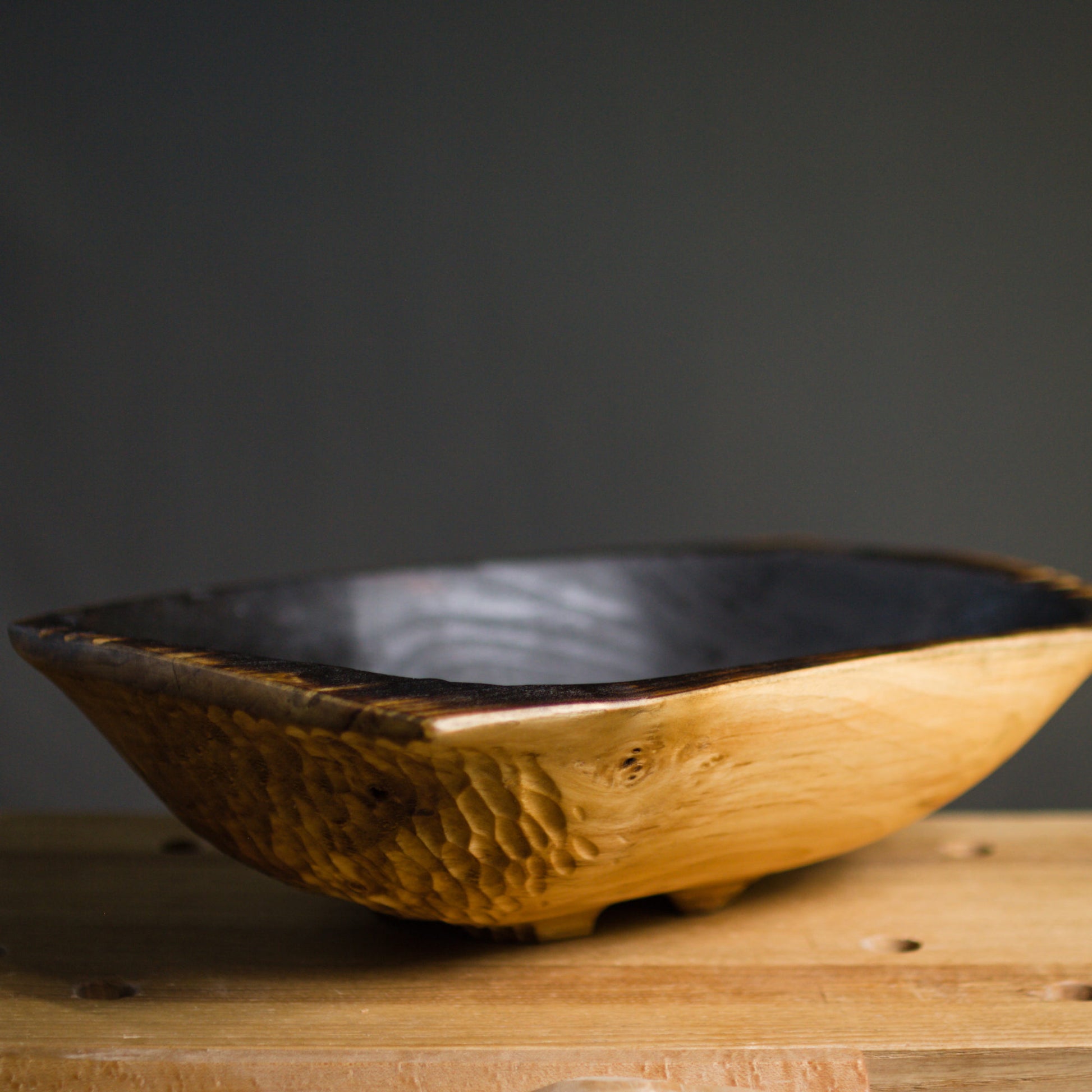 Dark Ripples Dough Bowl (Wild Cottonwood collection) - Una Raiz Woodworks