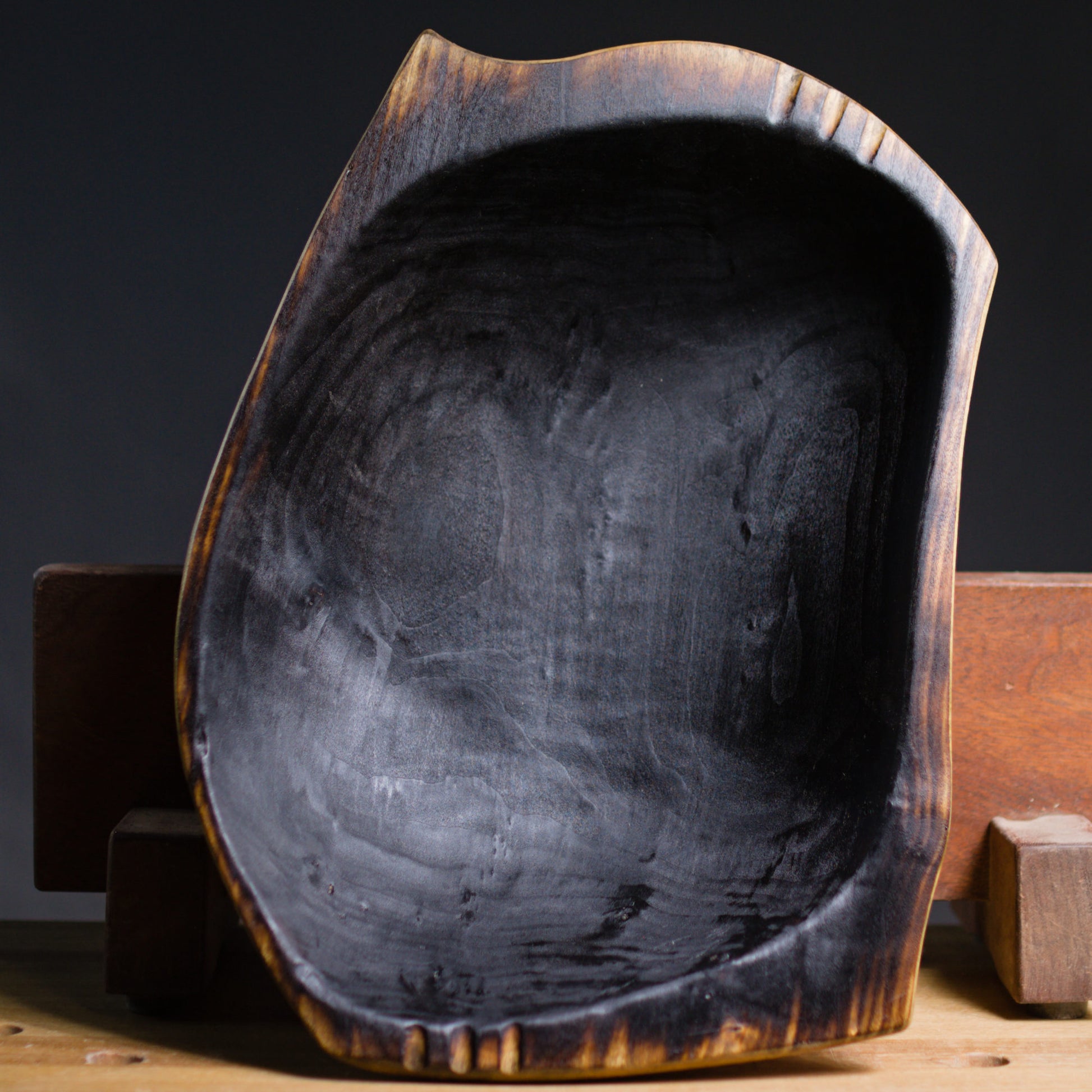 Dark Ripples Dough Bowl (Wild Cottonwood collection) - Una Raiz Woodworks
