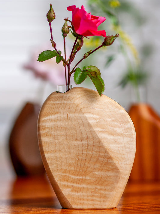 Bud Vase no. 3 - Curly Maple & Walnut - Una Raiz Woodworks